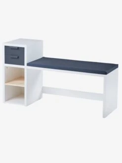 Banc De Lecture + Rangement LIGNE REGLISSE Blanc/gris Foncé - Vertbaudet -Enfant Meubles Boutique banc de lecture rangement ligne reglisse 2