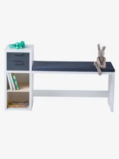 Banc De Lecture + Rangement LIGNE REGLISSE Blanc/gris Foncé - Vertbaudet -Enfant Meubles Boutique banc de lecture rangement ligne reglisse 3
