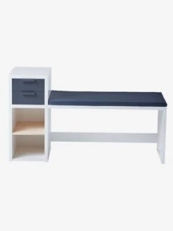 Banc De Lecture + Rangement LIGNE REGLISSE Blanc/gris Foncé - Vertbaudet -Enfant Meubles Boutique banc de lecture rangement ligne reglisse 4