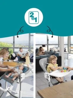 Chaise Haute Slick 2 En 1 BABYMOOV Blanc Bleu Gris - Babymoov -Enfant Meubles Boutique chaise haute slick 2 en 1 babymoov 2