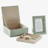 Coffret Cadeau Cadre + Boite à Compartiments En Velours Vert - Vertbaudet -Enfant Meubles Boutique coffret cadeau cadre boite a compartiments en velours