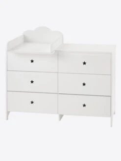 Commode 6 Tiroirs LIGNE SIRIUS Blanc Clair Uni - Vertbaudet -Enfant Meubles Boutique commode 6 tiroirs ligne sirius 3