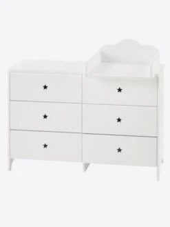 Commode 6 Tiroirs LIGNE SIRIUS Blanc Clair Uni - Vertbaudet -Enfant Meubles Boutique commode 6 tiroirs ligne sirius 4