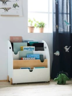Etagère Pour Livres à Roulettes LIGNE SCHOOL Rose - Vertbaudet -Enfant Meubles Boutique etagere pour livres a roulettes ligne school 3