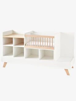 Lit Combiné 4 En 1 évolutif Avec Rangements Et Table à Langer COMBINID Blanc / Bois - Vertbaudet -Enfant Meubles Boutique lit combine 4 en 1 evolutif avec rangements et table a langer combinid 3