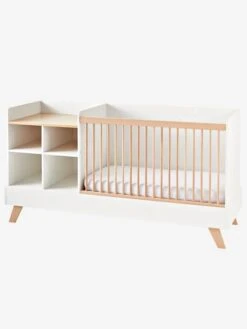 Lit Combiné 4 En 1 évolutif Avec Rangements Et Table à Langer COMBINID Blanc / Bois - Vertbaudet -Enfant Meubles Boutique lit combine 4 en 1 evolutif avec rangements et table a langer combinid 4
