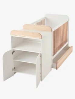 Lit Combiné évolutif Avec Rangements Et Table à Langer LIGNE ECLIPSE Blanc / Bois - Vertbaudet -Enfant Meubles Boutique lit combine evolutif avec rangements et table a langer ligne eclipse 2