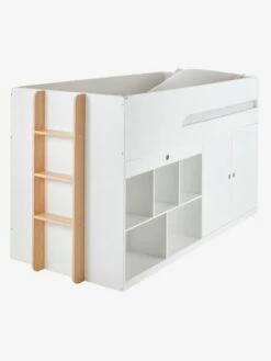 Lit Mi Hauteur Avec Bureau Coulissable Combiné CAMELEO Blanc Mate - Vertbaudet -Enfant Meubles Boutique lit mi hauteur avec bureau coulissable combine cameleo 4