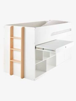 Lit Mi Hauteur Avec Bureau Coulissable Combiné CAMELEO Blanc Mate - Vertbaudet -Enfant Meubles Boutique lit mi hauteur avec bureau coulissable combine cameleo 5
