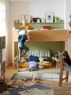 Lit Mi-hauteur LIGNE CONFETTI NATURE Marron - Vertbaudet -Enfant Meubles Boutique lit mi hauteur ligne confetti nature 3