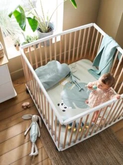 Lot De 2 Housses Pour Fond De Parc Vert + Blanc - Vertbaudet -Enfant Meubles Boutique lot de 2 housses pour fond de parc 2