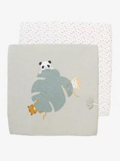 Lot De 2 Housses Pour Fond De Parc Vert + Blanc - Vertbaudet