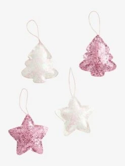 Lot De 4 Décorations De Noël Glitter Rose - Vertbaudet