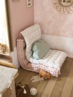 Matelas De Sol Avec Pompons FLEURETTES écru / Multicolore - Vertbaudet -Enfant Meubles Boutique matelas de sol avec pompons fleurettes 3