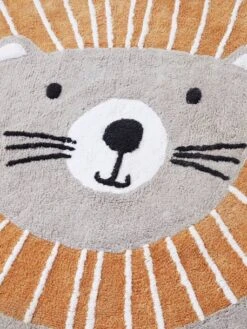 Tapis Rond Lavable Lion Gris / Orange - Vertbaudet -Enfant Meubles Boutique tapis rond lavable lion 3